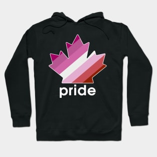 Lesbian Pride Maple Leaf - White font Hoodie